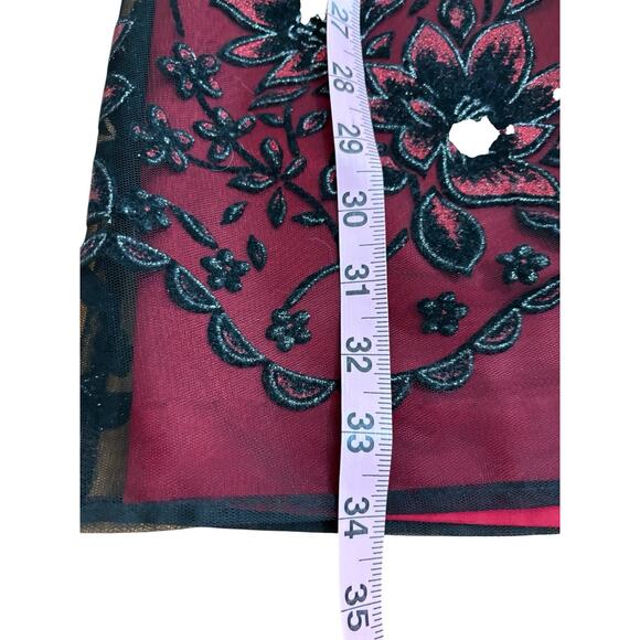 Vtg 90s Virgo Dress Sz 6P Flocked Velvet Red Black Dress Titanic Whimsy Goth - Picture 14 of 15